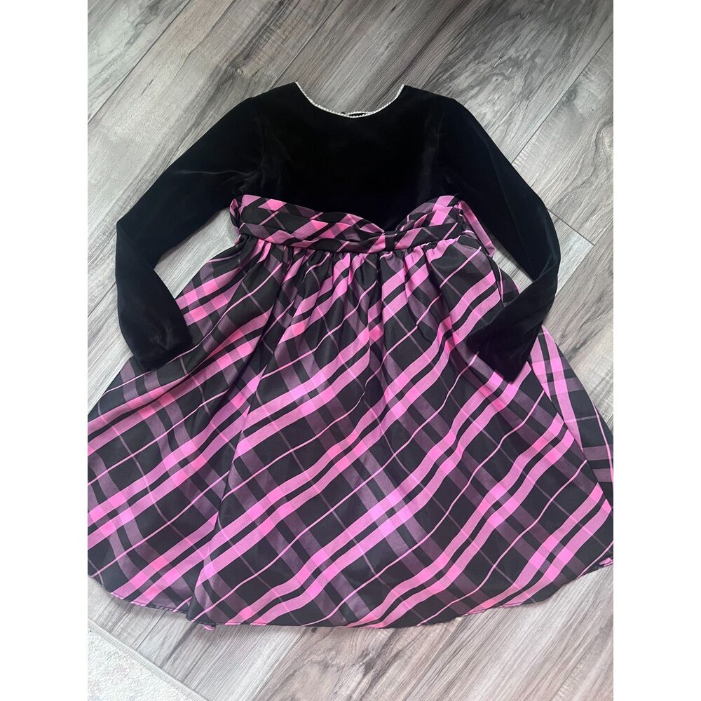 Little Bitty Black and Pink Holiday Winter Dress Plaid Girls 6